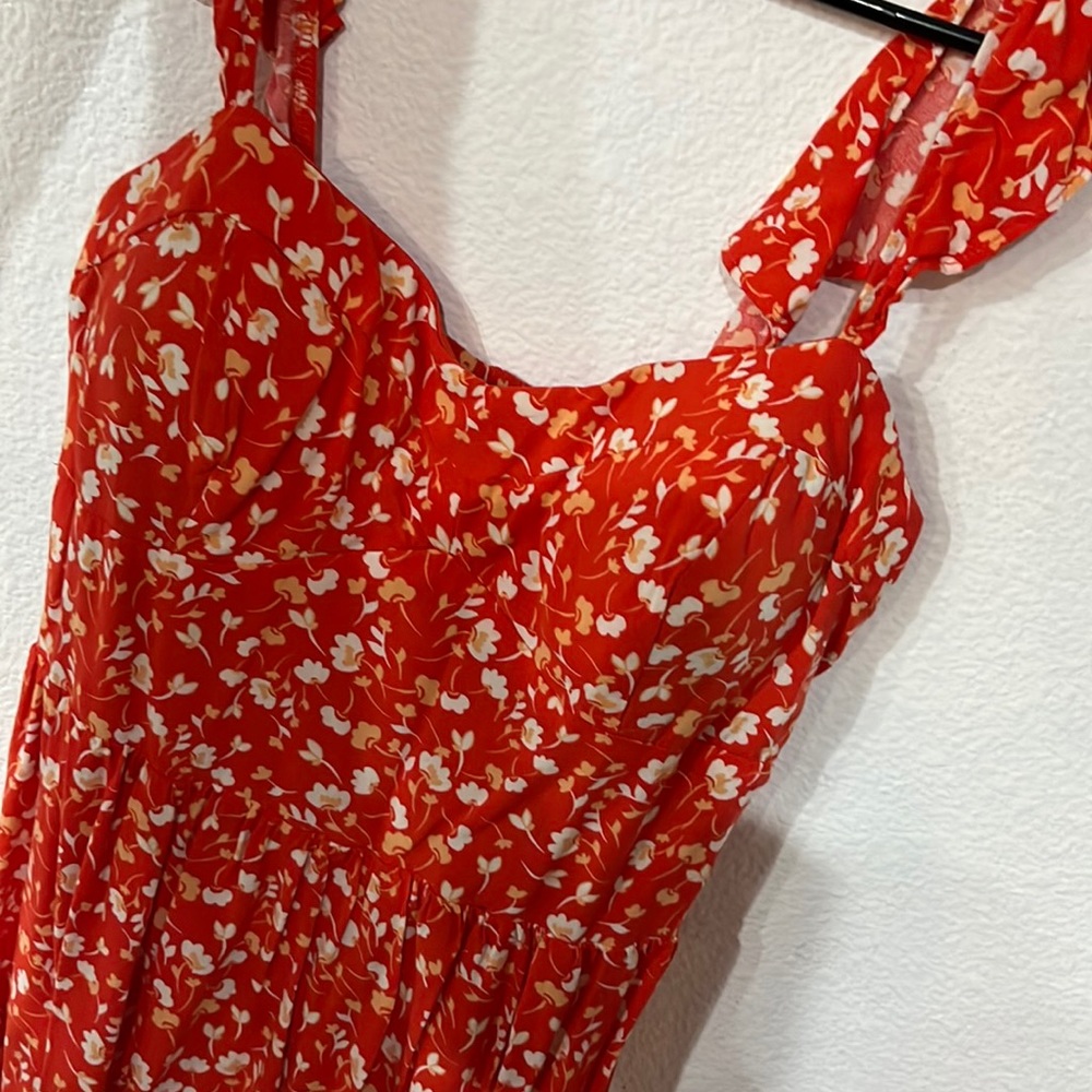 Bright, short/mini floral dress.